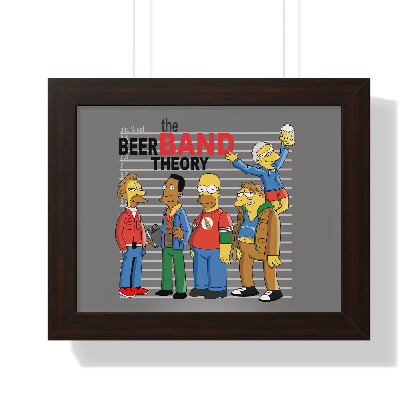 "The Beer Band Theory" – Pop Culture Humor Horizontal Framed Poster