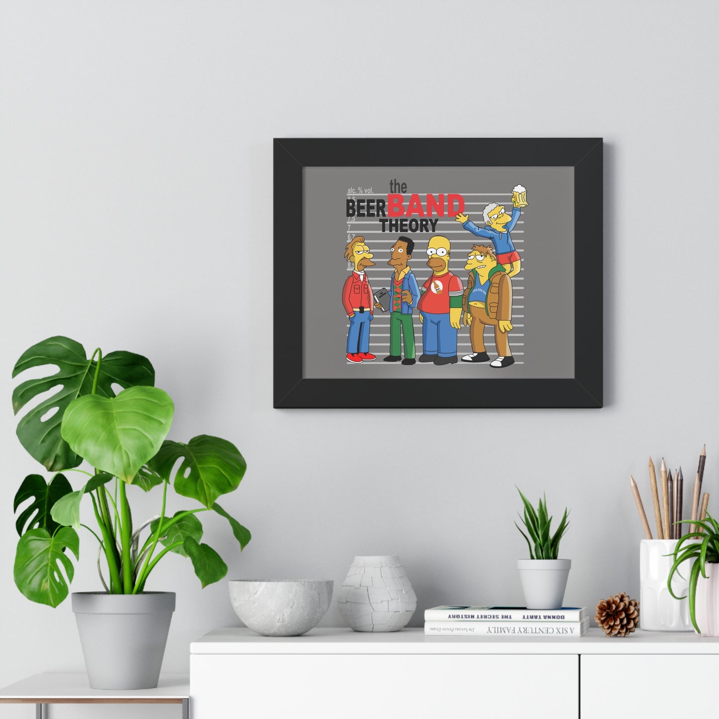 "The Beer Band Theory" – Pop Culture Humor Horizontal Framed Poster