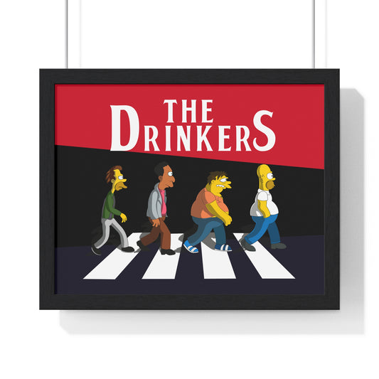 "The Drinkers" – Pop Culture Parody Horizontal Framed Poster