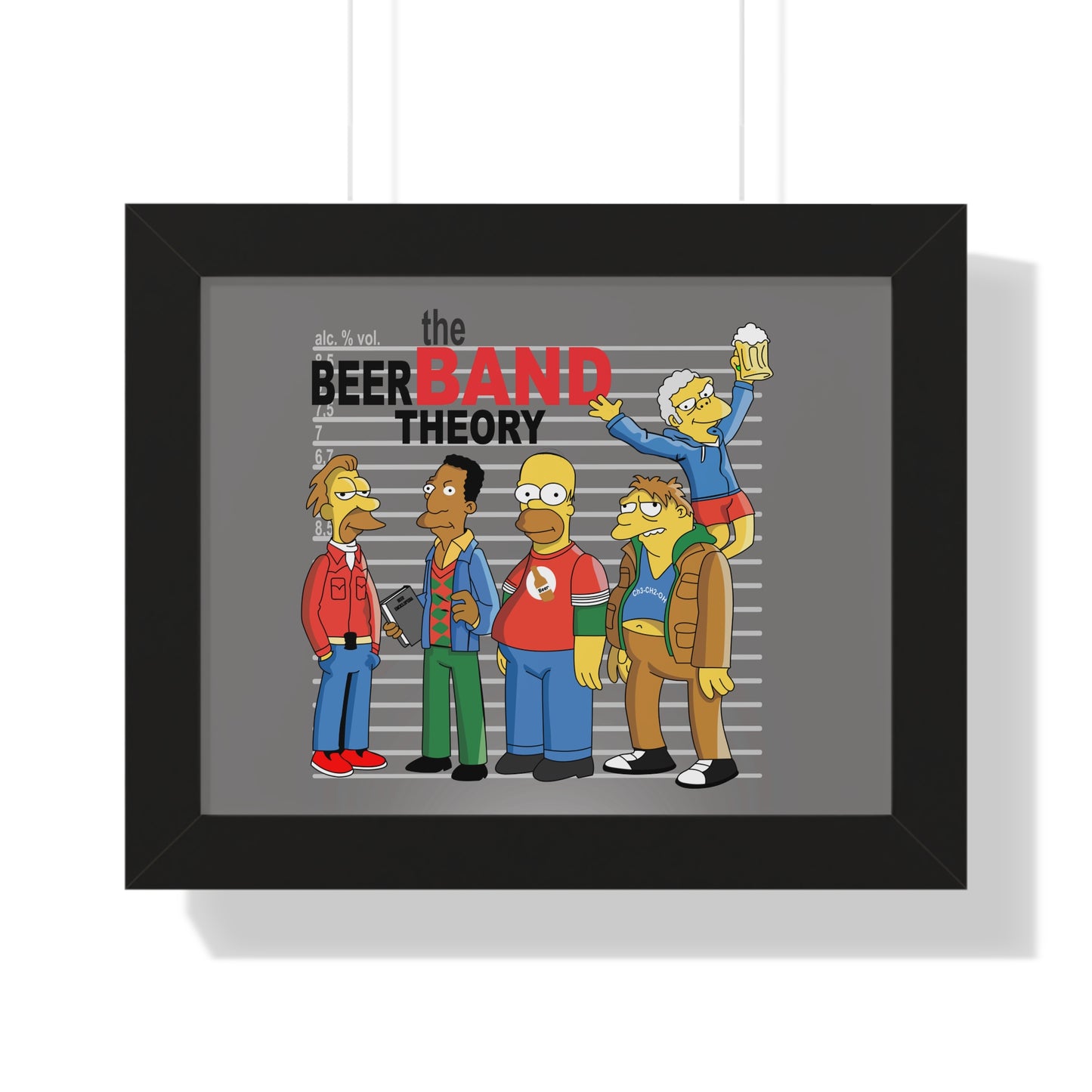 "The Beer Band Theory" – Pop Culture Humor Horizontal Framed Poster