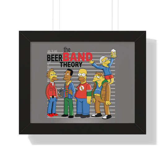 "The Beer Band Theory" – Pop Culture Humor Horizontal Framed Poster