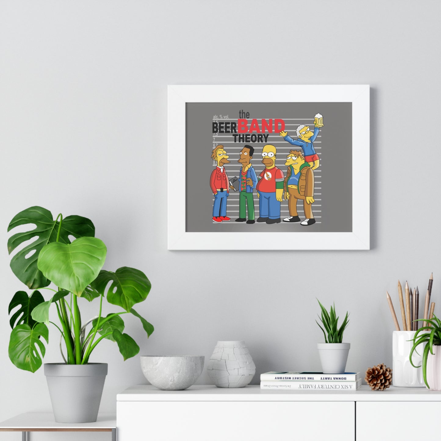 "The Beer Band Theory" – Pop Culture Humor Horizontal Framed Poster