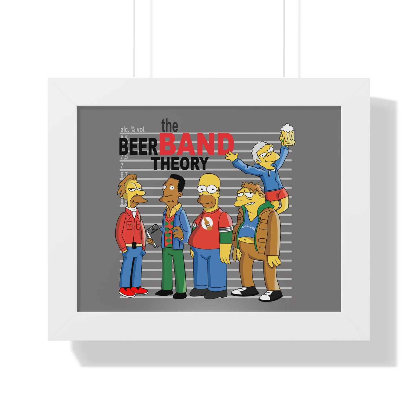 "The Beer Band Theory" – Pop Culture Humor Horizontal Framed Poster