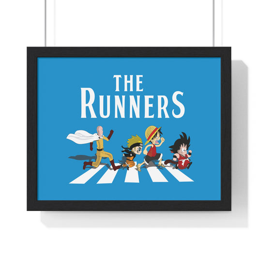 "The Runners" – Iconic Anime Characters Horizontal Framed Poster