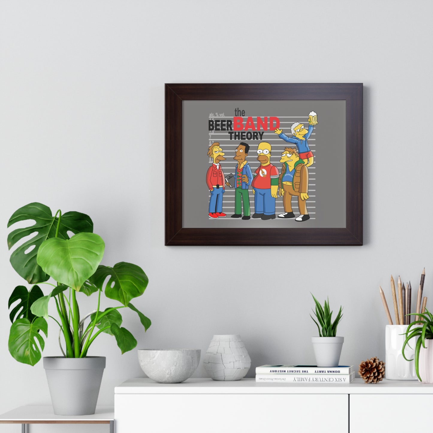 "The Beer Band Theory" – Pop Culture Humor Horizontal Framed Poster